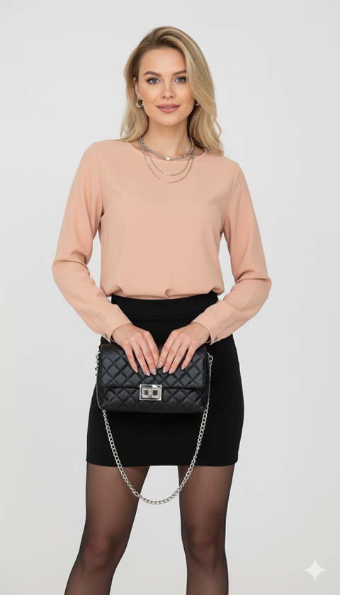 Pembe arkası düğmeli bluz