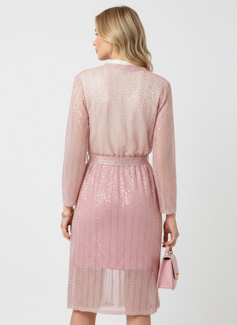 Pembe dantel detaylı hırka