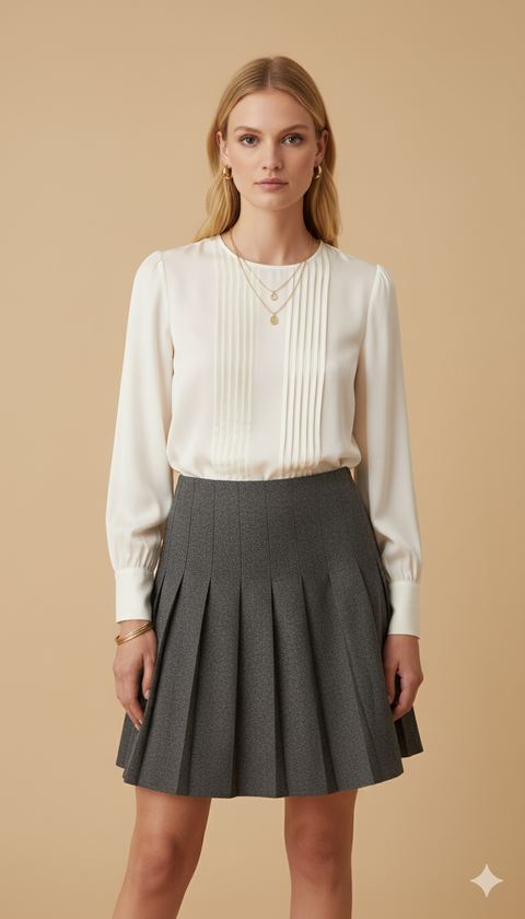 Kalın pileli füme etek