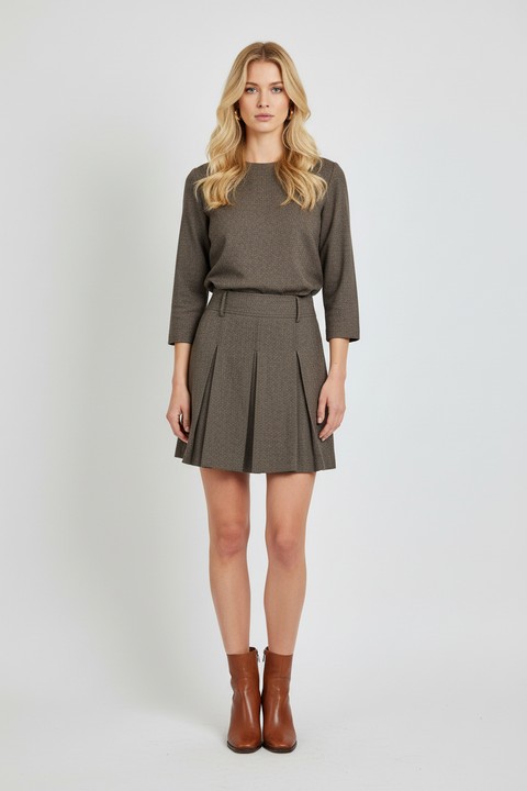 Kalın pileli diz hizası etek