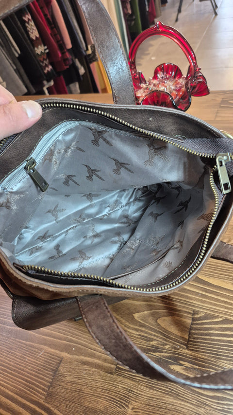 Taba süet-deri omuz çanta