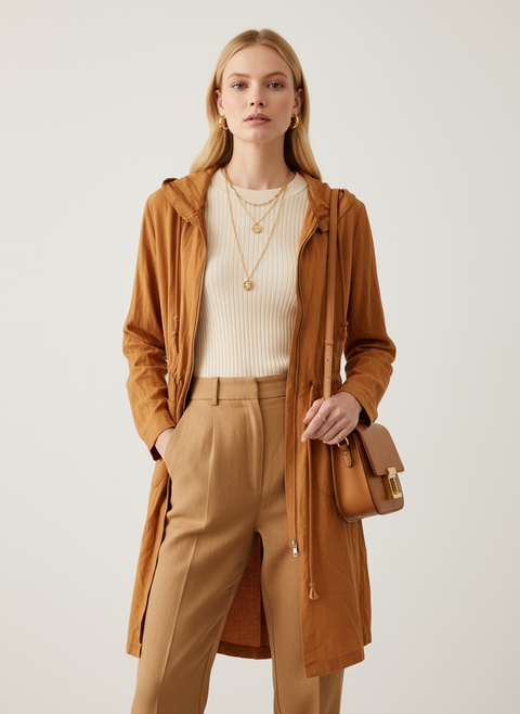 Kahverengi kapşonlu ceket