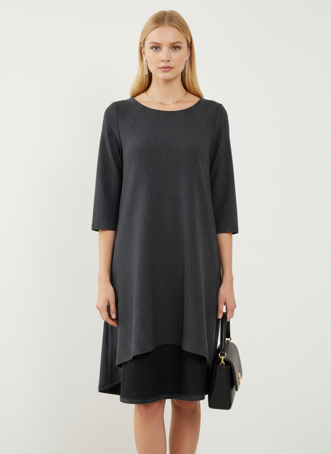 Lacivert desenli elbise