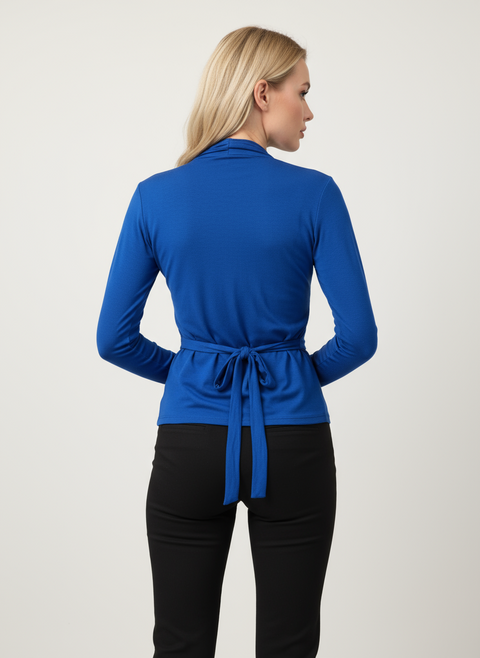 Bağlama detaylı mavi ceket