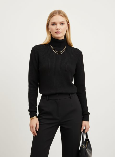 Boğazlı siyah kazak