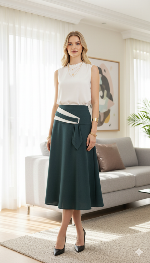 Yeşil maksi boy etek