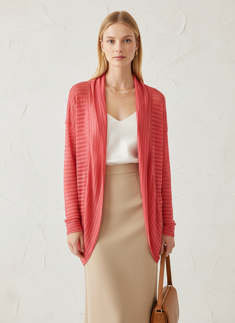 Pembe çizgili hırka