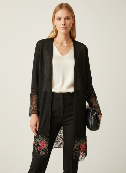 Altı dantelli hırka