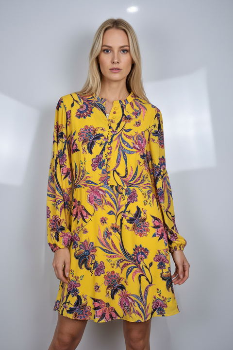 çiçekli sarı elbise