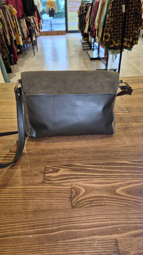 Haki renk süet-deri postacı çanta