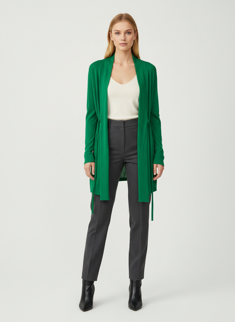 kemerli yeşil hırka