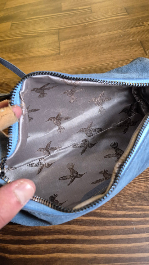 Mavi süet omuz çanta