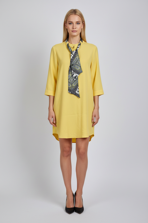 Fular detaylı sarı elbise