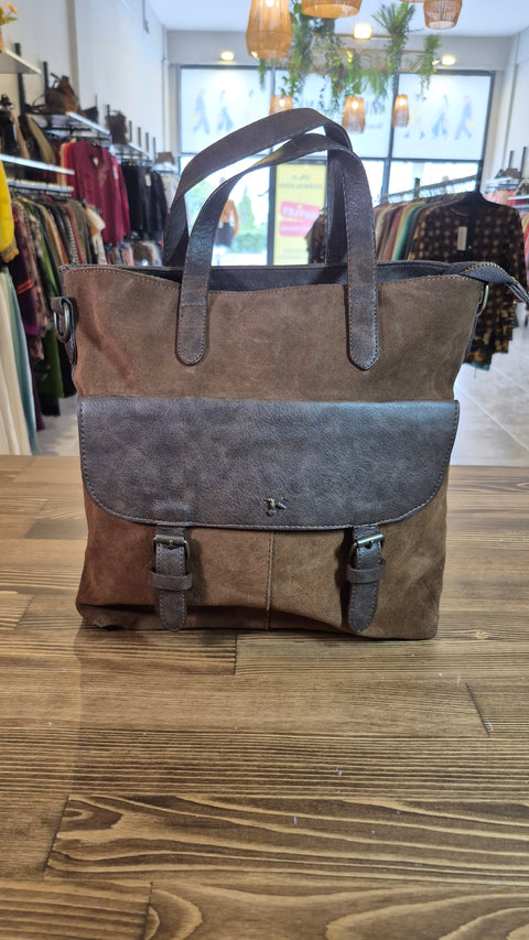 Taba süet-deri omuz çanta