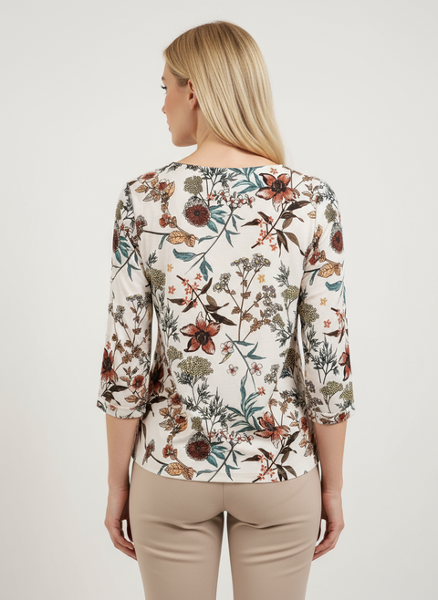 Çiçek desenli v yaka bluz