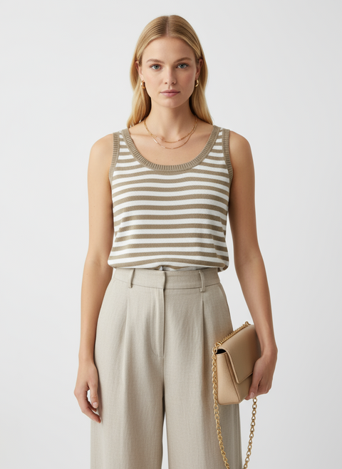 Çizgili yeşil süveter