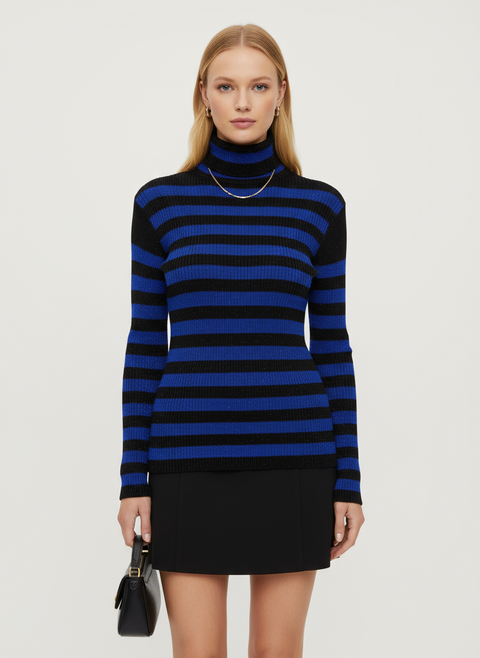 Lacivert siyah boğazlı kazak