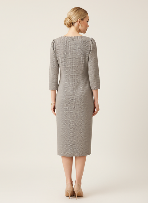 siyah beyaz beli kemer detaylı elbise