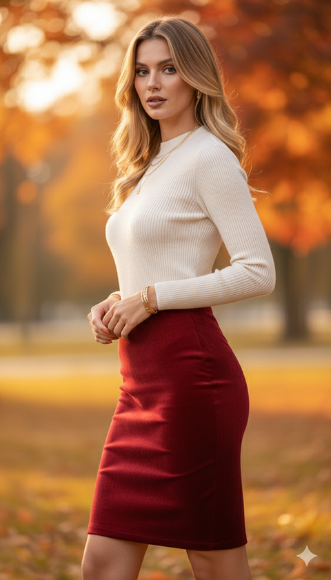 Bordo diz hizası etek