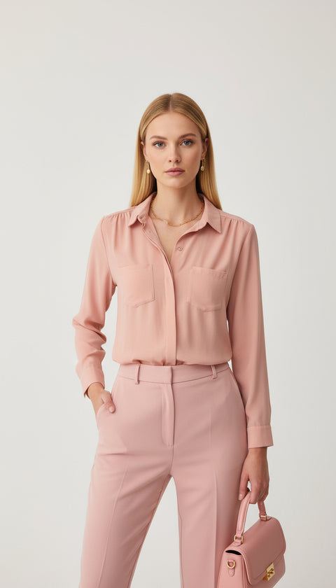 Pembe Çift cepli gömlek