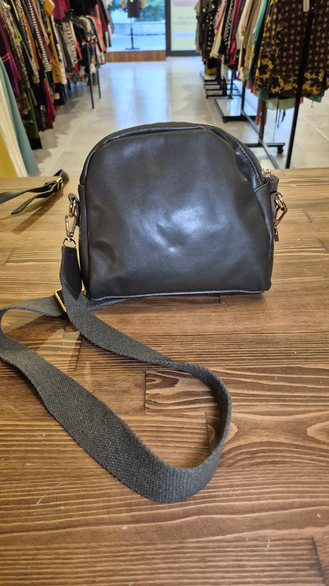 Haki süet-deri çapraz çanta