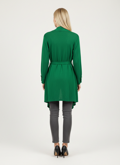 kemerli yeşil hırka