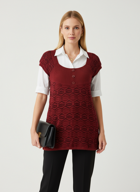 Kırmızı desenli Süveter