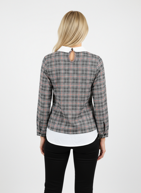 Ekoseli yaka detaylı