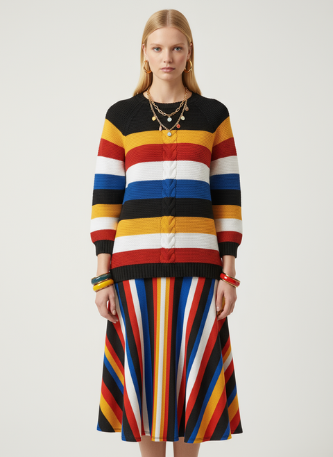 Çizgili renkli kazak