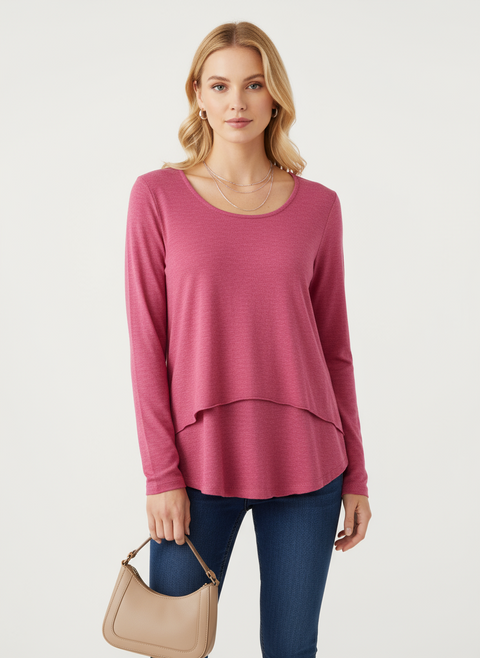 Pembe geniş yakalı kazak