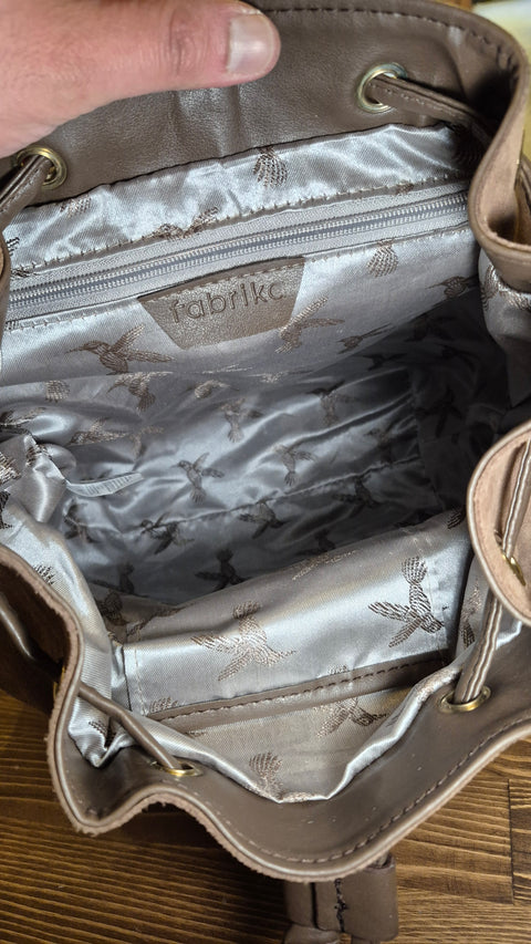 Vizon süet-deri sırt çanta