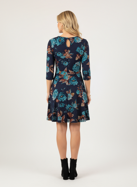 Çiçekli elbise lacivert
