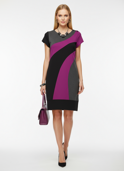 Siyah fuşya rengi elbise