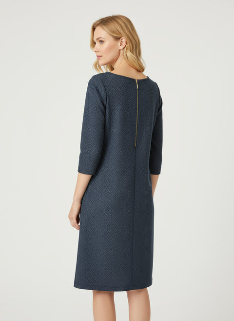 Lacivert desenli elbise