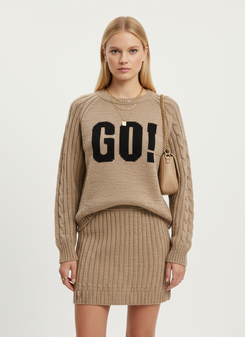 Yazı detaylı gri kazak