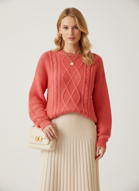 Nar çiçeği örgü detaylı kazak