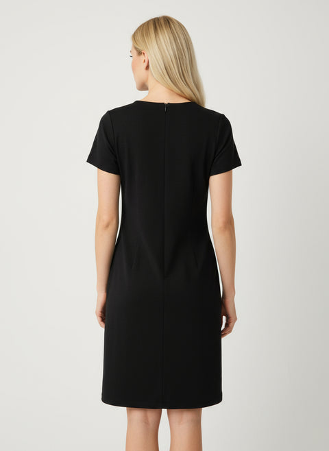 Dalga desenli uzun siyah elbise