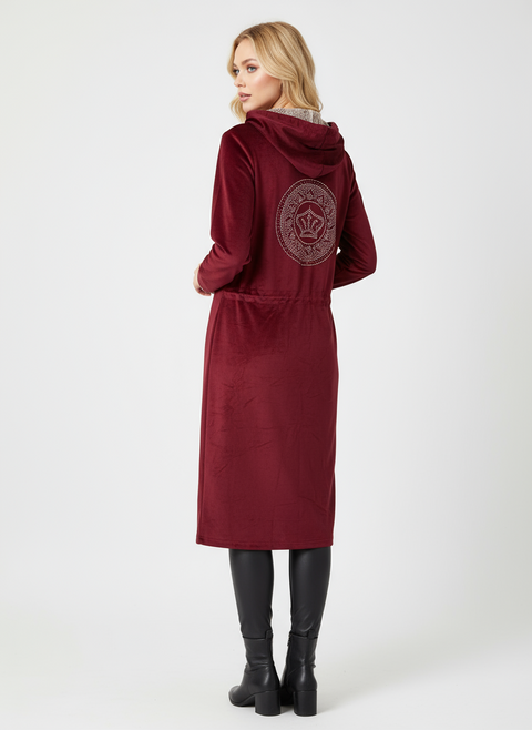 Fermuarlı bordo ceket