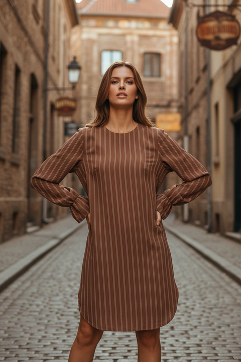 çizgili turuncu elbise