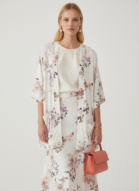 Çiçekli cepli hırka