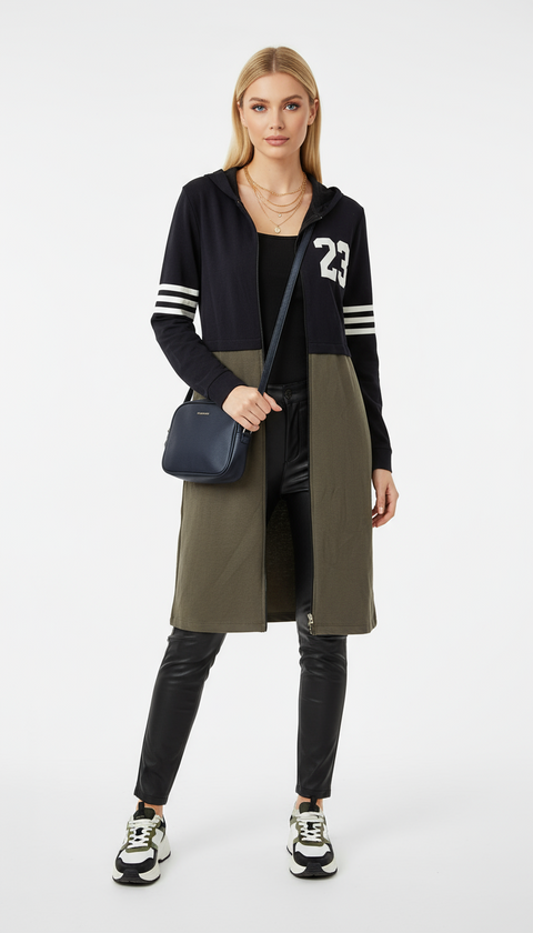 Siyah haki kapüşonlu ceket