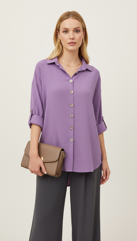 Mor owersize gömlek