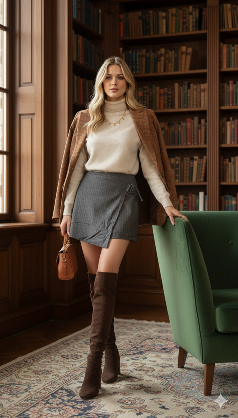 Yandan kemerli füme şort etek