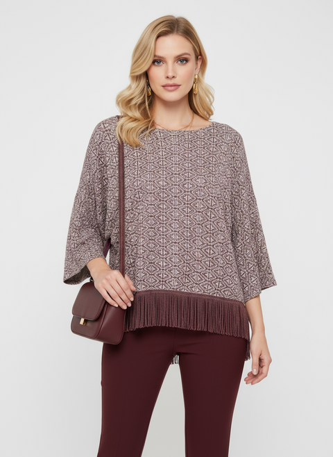 Mor beyaz desenli bluz