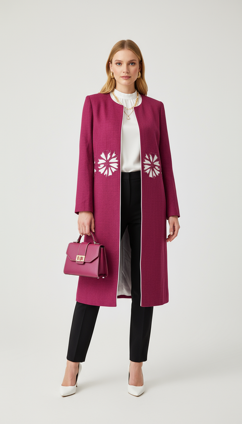 Kancalı astarlı koyu pembe ceket