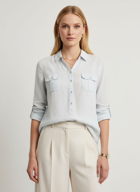 Çizgili mavi gömlek