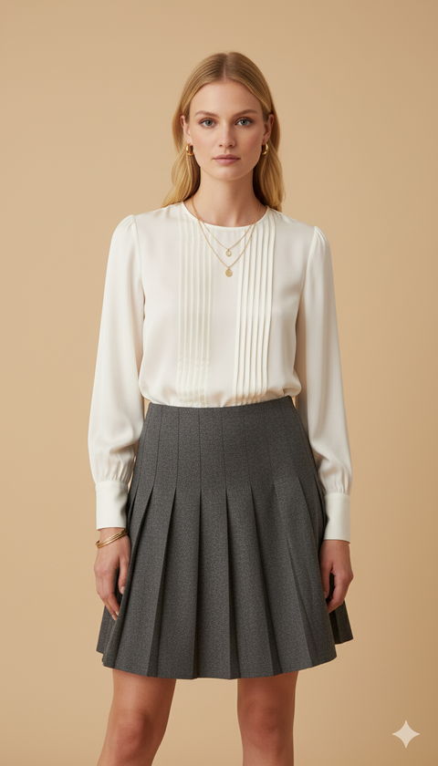 Kalın pileli füme etek