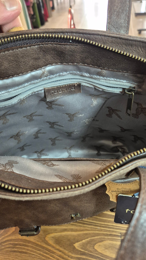 Vizon süet-deri omuz çanta