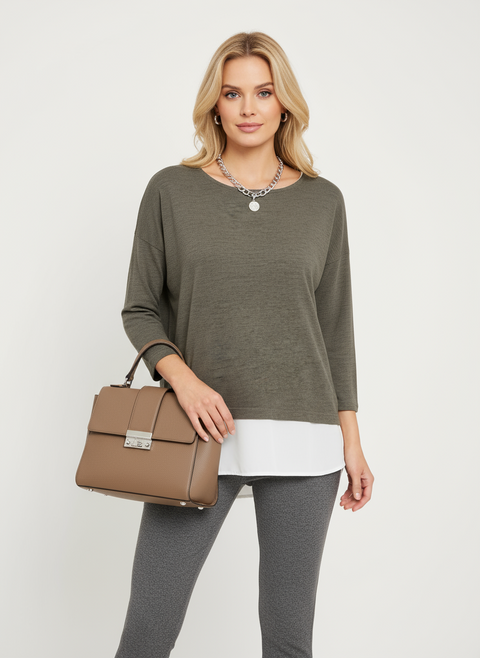 Altı beyaz yeşil kazak