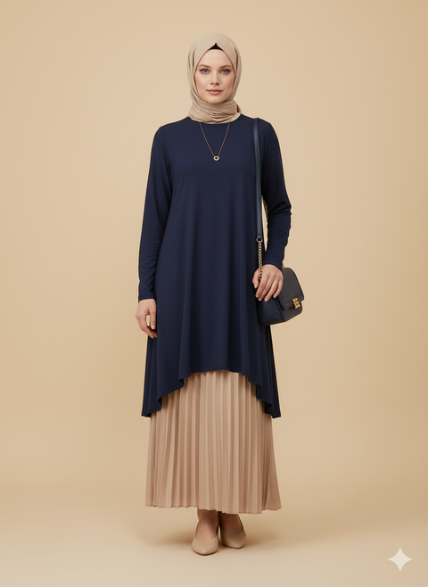 Koyu turkuaz basic tunik